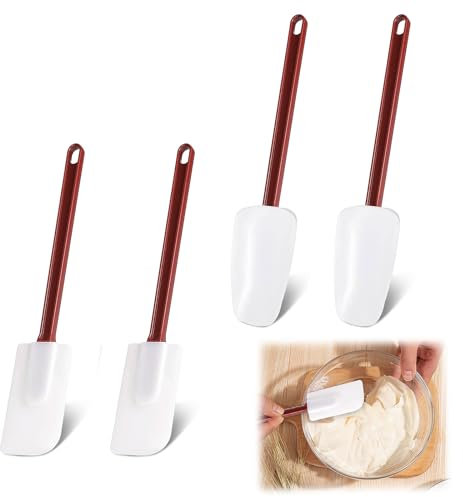 Silikon Spatel, 4 Stück Teigschaber Silikon Löffel Spachtel Gummispachtel Antihaft Kuchenspatel 220℃ Hitzebeständiger Gummi Schaber für Kochen Backen, 26 cm