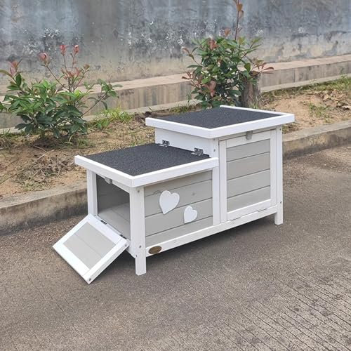 HJYryhyfddply Kaninchenstall Aus Holz für Drinnen Und Draußen, Kaninchen- Und Meerschweinchenkäfig für Kleintiere(Gray)