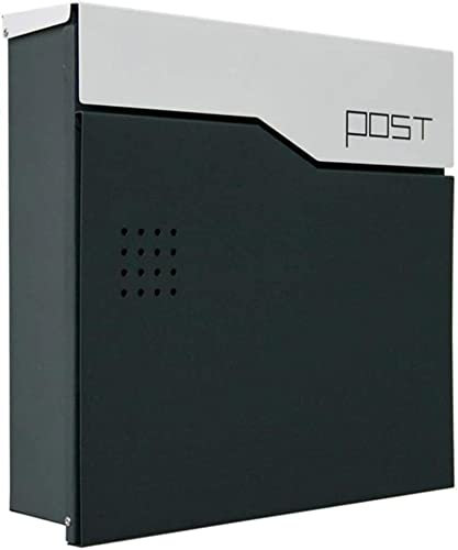 Wall-Mount Mailbox Classic Outdoor Wall Mounted Letterbox Postbox Mailbox Lockable Waterproof Post Mail Letter Box Houses Front Door Office Safe Parcel Drop Box-Grey (Grey) (Grey)
