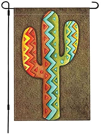 Patrón Vintage De Cactus Del Desierto Banderas De Jardín Gracioso Bandera Decorativa De Patio Resistente Decoloración Banderas De Exterior Decorativa Para Balcón Navidad Jardín 30X45Cm