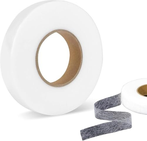 Cheerhom Saumband zum Aufbügeln 64 m Länge und 20 mm Breite, Bügelband zum Bügeln für Textilien wie Hosen Gardinen Vorhänge, Gardinen Kürzen ohne Nähen, Bügelsaumband für Vorhänge Weiß