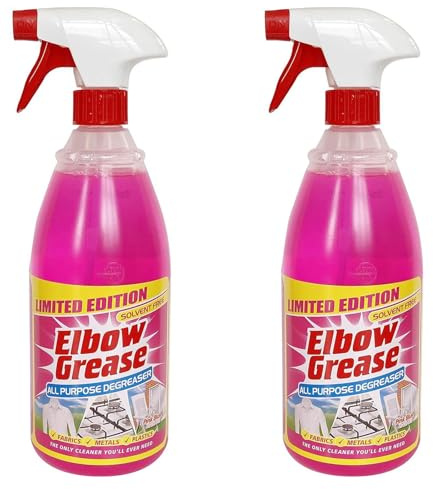 Elbow Grease Original Degreaser 1L All Purpose Cleaner Dissolves Fat Grime Grease & Oil from Kitchen, Cooker, Bathroom, Outdoor & Fabrics | Solvent-Free Formula Pink - 2 Pack 1000ml