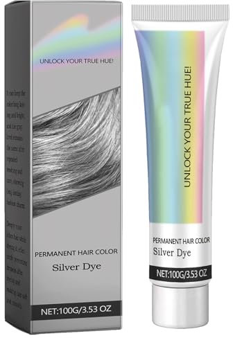 Crème de Teinture de Cheveux Naturelle Gris Argenté,Crème de Coloration pour Cheveux Gris Unisexe,Coloration Grise pour Cheveux Homme et Femme,Cire Capillaire Colorée