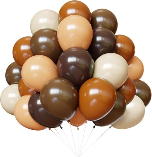 Braune Luftballons, 67-teiliges neutrales Ballon-Set, dunkelbraune und sandweiße Luftballons, Tan-Kakao-Kaffee-Beige-Nude Latex-Ballons für neutrale Bären-Babyparty, Geburtstag, Brautparty
