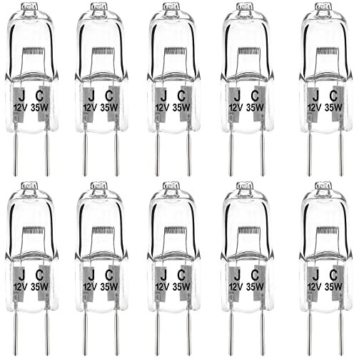 EKSAVE GY6.35 Halogen Bulbs 35W 12V 390lm T3 Bi-Pin Bulb for Under Cabinet Puck Light, Chandeliers, Track Lighting, 2700K, Warm White, Pack of 10