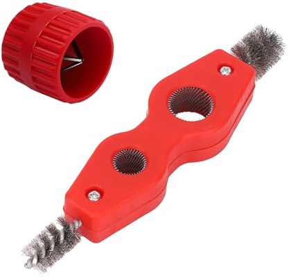 HERKINDNESS 4 in 1 Double Tube Deburring Brush and Reamer Tubes Copper Inner and Exterior, Red Pipe Reamer, Pipes Tool for Copper, Aluminium, Plastic Tubes