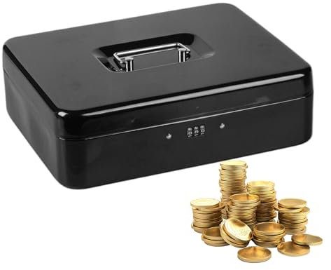 Cassetta di sicurezza con vassoio portadenaro e lucchetto - Cassetta di sicurezza in metallo con serratura a password, Blocca blocco di metall | Portagioie antiumidità per gioielli, contanti e lettere