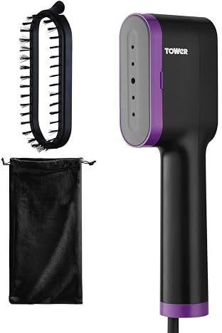 Tower Garment Steamer 1400W, Handheld Clothes Steamer for Fast Crease Removal, Compact Design, 14g/min Continuous Steam, Ceramic Soleplate, 80ml Tank, Lilac (T22038LIL)