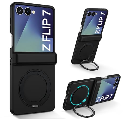 BENTOBEN Funda Magnética para Samsung Z Flip7 5G 6.7‘’[Compatible con Magsafe] Carcasa Samsung Z Flip 7 5G Funda Cover Protección de Grado Militar Parte Trasera Mate Translúcida Anti-Arañazos-Negro