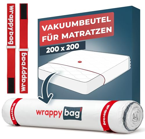 Wrappybag – Sacco Sottovuoto Materasso King size/Super king size 200x200 cm – Custodia Materasso Singolo, Matrimoniale Impermeabile Riutilizzabile con Clip, Cinghie – Ideale per Trasloco, Salvaspazio