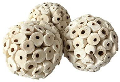 Lot de 3 balles de sola - 2 36 pouces - Jouet à mâcher pour oiseaux - Balle naturelle - Doux - Recherche de nourriture - Jouet pour hamster perroquet à mâcher des oiseaux - Lot de jouets pour perruche