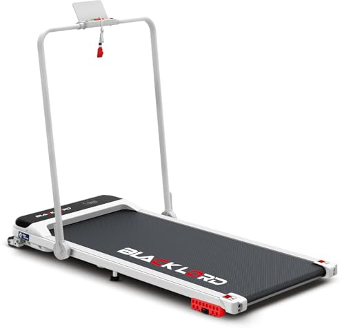 BLACK LORD Tapis de Course 4-en-1 avec Rampe, 16 km/h, 9% d'inclinaison, Design Compact Walking Pad avec Roues, Moteur Silencieux 3,2 ch, 12 programmes prédéfinis, écran LED, 140 kg, Blanc