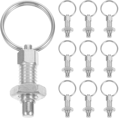 10pcs Steel Spring Locking Pin Knob Plunger round Head | Silver Finish, Wear and Corrosion Resistance, Portable Build for Fields and Yards, High Temperature Rated