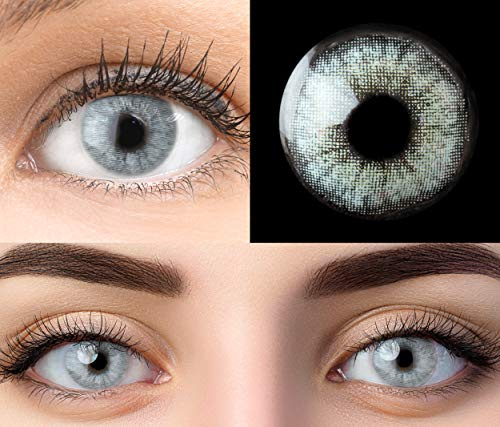 GLAMLENS Keira Blue Blau + Behälter - Sehr stark deckende natürliche blaue Kontaktlinsen farbig - farbige Monatslinsen aus Silikon Hydrogel - 1 Paar (2 Stück) - DIA 14.20 - Mit Stärke -4.25 Dioptrien