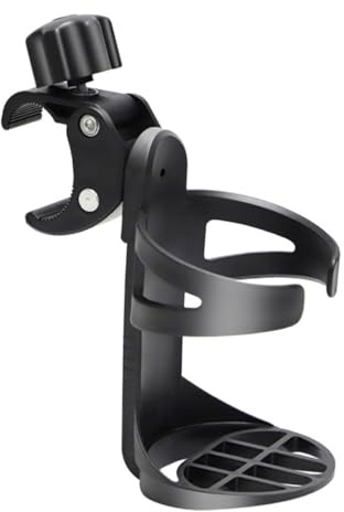 SKISUNO Portavasos que Previene Vuelcos y Ajustable Silla de Ruedas Cochecito Negro Soporte de Pp Adecuado para Botellas y Bebidas en Exteriores