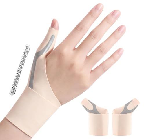 Goldeer 2Pcs Ergonomical Thumb Support for Arthritis, Lightweight & Breathable Thumb Splint for Right Left Hand, Adjustable Thumb Brace for Women Men Sports Work Tendonitis Trigger Thumb (M,Beige)
