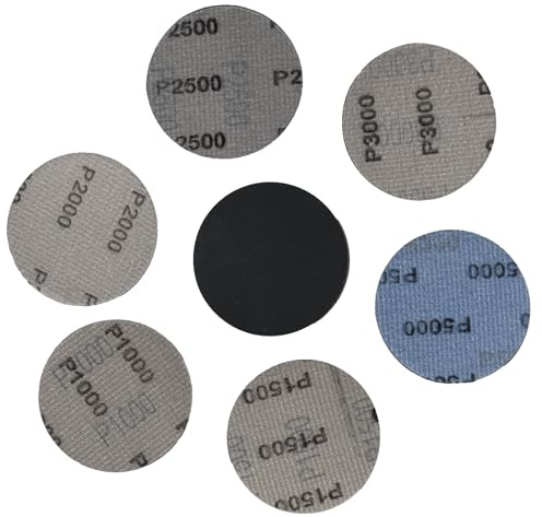 CleaZeny 30PCS 75mm(3 Inch) Diameter Silicon Carbide Wet and Dry Sandpaper Discs, 1000/1500/2000/2500/3000/5000 Grit Sanding Discs Kit for Artificial Stone, Wood, Metal & Car Polishing