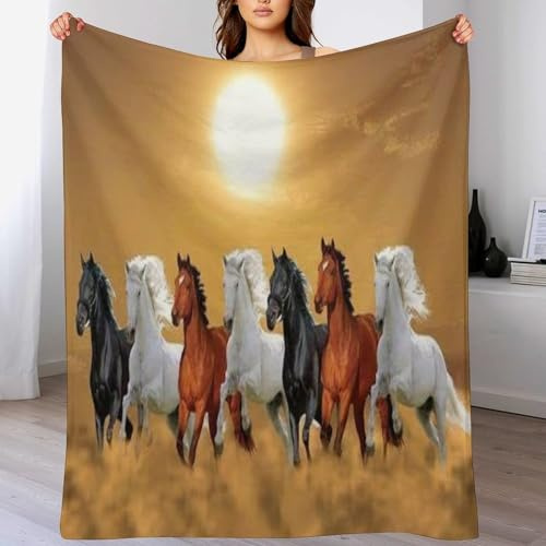 AASWDDS Couverture Cheval, Couvertures en Flannel Douce Chaude Et Confortable, pour Canapé Ou Lit. Linge De Lit Couvre-lit 130×150cm