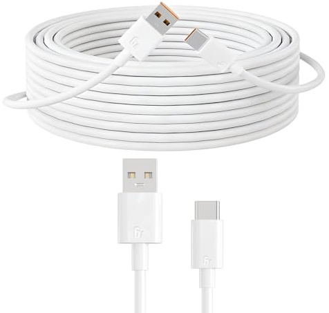 Ajsdvog 10M Usb C Cable, Extra Long USB A to USB C Power Extension Fast Charging Cable, for Mi Security Camera 2K Security,Ring Pan-Tilt Camera, Controller and Tablets