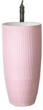 Lavabo sur pied en céramique rose – Lavabo de salle de bain extérieur pour comptoir, balcon et coiffeuse – Design élégant de colonne, parfait pour les salles de bains modernes