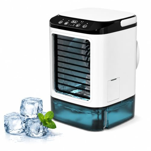 Mini Enfriador de Aire USB con Depósito de 900 ml, Ventilador de Escritorio