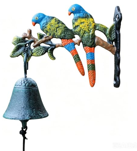 Cloche Porte D'entrée Sonnette De Jardin En Fer avec Oiseaux | Sculpture Murale Cloche De Porte Suspendue (style Ferme) Motif Bateau pour Cour Ou Jardin, Cloche D'appel À Secouer