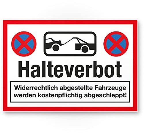 Komma Security Halteverbot Schild 30 x 20 cm Halteverbot Parkverbot Einfahrt & Parkplatz Verbotsschild - parken verboten Einfahrt - Parkplatz freihalten