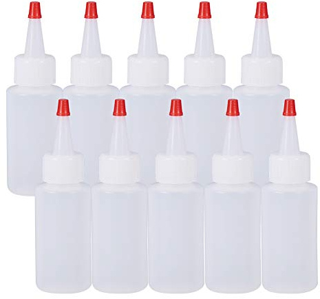 BENECREAT 20 Pack 2oz Plastic Squeeze Dispensing Bottles with Red Tip Caps - Good For Crafts, Art, Glue, Multi Purpose