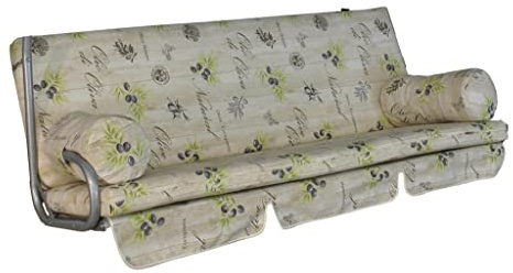 ANGERER Freizeitmöbel GmbH Hollywoodschaukel Auflage Trend - passend für viele 3-Sitzer Hollywoodschaukeln - Schaukelauflage Made in Germany (Beige Gemustert Olive)