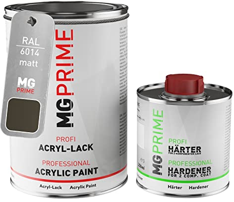 MG PRIME RAL 6014 Gelboliv/Yellow olive matt Acryl-Lack 1,5 Liter / 1500 ml Dose inkl. Härter