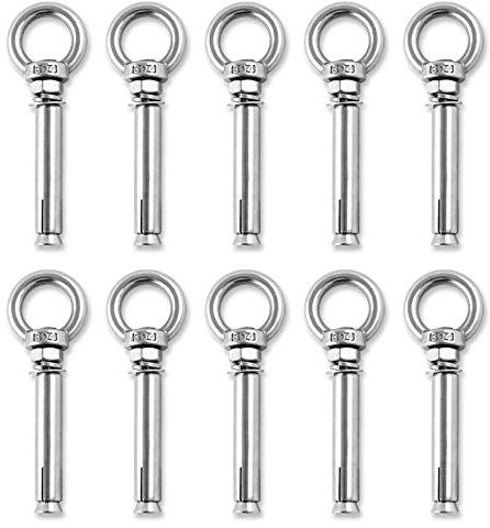 Shoulder Eye Bolts, Heavy Duty Eyebolts Stainless Steel Wall Concrete Anchors Screw Expansion Bolts with Nuts Eye Hooks Fastener for Ceiling Concrete Masonry