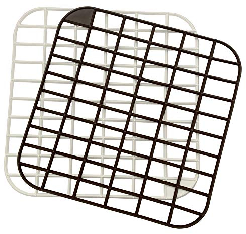 Iloda® 2x Spülbecken-Einlage Gitter (Wabe) ca. 30x30cm in weiß und braun aus Kunststoff, Spülbeckenmatte, Spülmatte, Abtropfmatte, Spülmatte, Einlage für Spülbecken Spüle