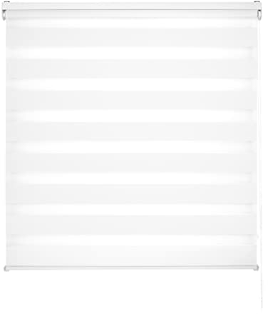 Blindecor Lira doppelrollo - duo rollo tag und nacht Weiß - 180 x 180 cm (Breite x Länge) | Stoffgröße 177 x 175 cm | Fensterrollo zebra