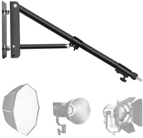 EMART Support Mural pour Éclairage avec Bras de Suspension à Trois Angles et Rotation à 180° pour Studio Photo, Flash, Lumière Annulaire, et Plus Encore - Longueur Maximale de 180cm