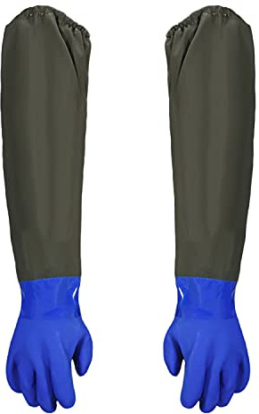 70cm Extra Lang Teichhandschuhe für Reinigen - Extends 30cm über Ellenbogen | Hält die Ärmel Vollständig Trocken - Schutz für die Teichreinigung en Umgang mit Fischen und die Filterwartung - Blau