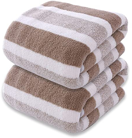 SOFTBATFY Mikrofaser-Badetücher, 2 Stück leicht, saugfähig, super flauschig und schnell trocknendes Handtuch für Reisen, Urlaub, Fitness und Yoga (90 x 180 cm, Braun)
