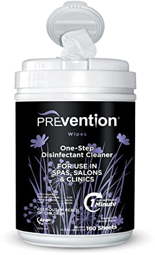 Prevention All Purpose Disinfectant Wipes – Canister of Cleaning Wipes for Salons, Spas, Wellness Centers and Yoga Studios – Hospital Grade Surface Sanitizing – 160 Count