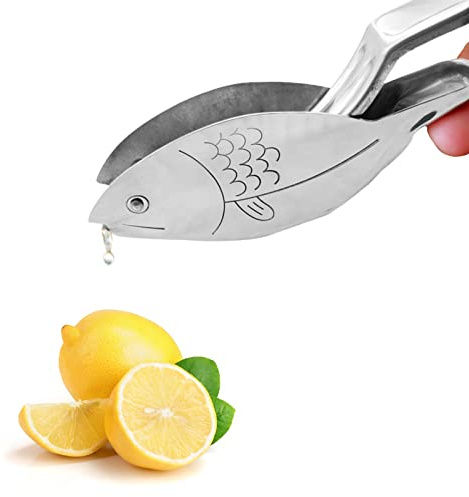 Sempoda Manuelle Zitronenpresse Fischform Edelstahl Ergonomisches Design Zitruspresse für Zitrone, Orange, Limette, Granatapfel