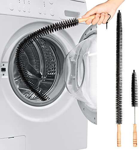2 Pack Dryer Vent Cleaner Kit Brush 40cm & 75cm Machine Cleaning Brushes, Washing Machine Dryer Lint Brush Vent Trap Cleaner Long Flexible Refrigerator Coil Brush, Sewer Brushes (Whole Plush)