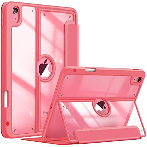Fintie Funda Transparente para iPad de 10,9 Pulgadas (10.ª generación, 2022), TPU Blando a Prueba de Golpes, visión Desde Varios ángulos, Carcasa Trasera Transparente y portalápices, Color sandía