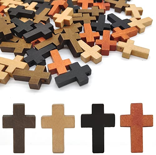 Hayaww 120 Pcs Holzkreuz AnhäNger, AnhäNger Kreuz Holz Charms NatüRliche Holz Kreuz Holz Kreuz AnhäNger Holzkreuz Handwerk Kleine Holzkruzifix FüR Party GefäLligkeiten, Sonntagsschule Diy Handwerk
