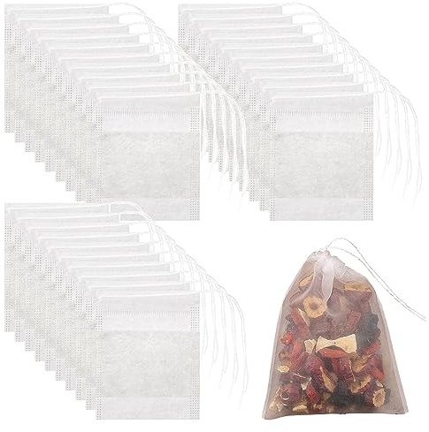 Aruicheng Reusable Tea Infusers - Empty Tea Filter Bags with Drawstring, Non-Woven, 9x10cm, 100 Pcs