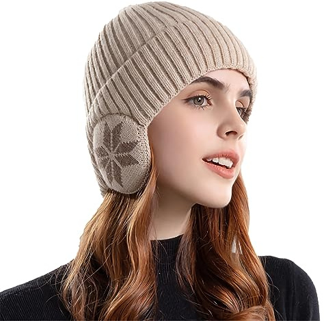 SJTJSPX Bonnet Hiver en Tricoté Polaire avec Cache-Oreilles Bonnet Hommes Femmes Coupe-Vent et Chaud Bonnet de Ski Unisexe Chapeau de Moto Velo Camping Sport Bonnet Cagoule 2 en 1 Casquette