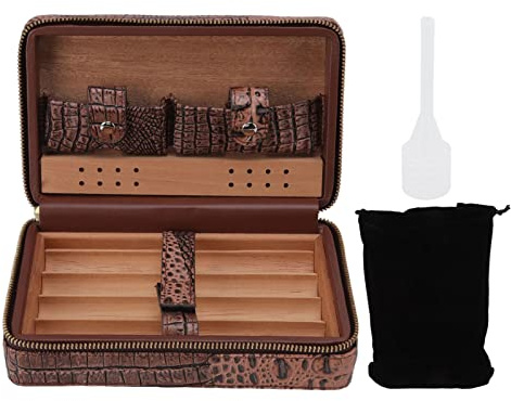 Cave à cigares, boîte à cigares, fabrication soignée, extérieur en cuir Portable avec sac de rangement pour voyage