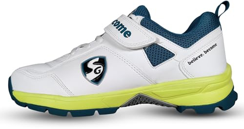 SG Century 6.0 - Scarpe da cricket in gomma, bianco/verde mare/verde F, 42 EU