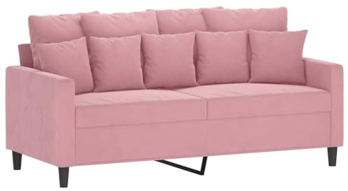 vidaXL Sofa 2-Sitzer, Loungesofa Couch mit Armlehnen Rückenkissen, Wohnzimmersofa Designsofa mit Metallgestell, Sitzmöbel Zweisitzer, Rosa Samt