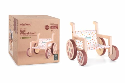 Miniland Sedia a rotelle realizzata con materiali ecologici per bambole fino a 38 cm.