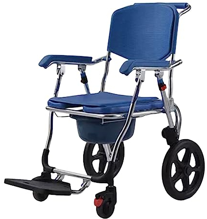 DIIDIIFF Toilettenstuhl mit Rollen für ältere Menschen, spezieller Badestuhl, mobiler Toilettenstuhl, Transportkommode mit Rollen, Tragfähigkeit 150 kg