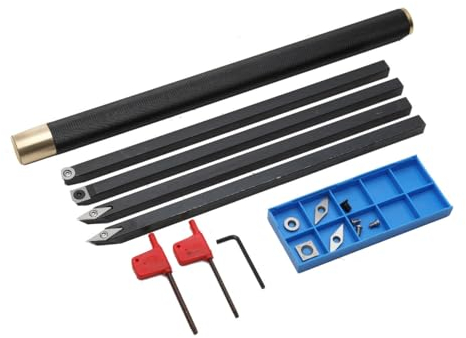 Lfhelper 9 pcs Drechseleisen Drechselzubehör Set, Drechselwerkzeuge 4-Teiliges Set, Diamantform/runde/Vierkantschneidermit Griffverlängerung, Qualität Werkzeug Holzbearbeitung