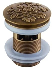Bonde de Lavabo Drain Pop-Up for lavabo de Salle de Bains, Bouchon de déchets sculpté en Laiton Antique, Waterlet clic-clac, égouttoir de vanité (Color : ZR2023-10)